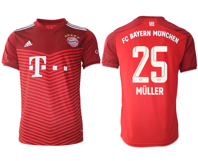 Men 2021-2022 Club Bayern Munich home aaa version red #25 Soccer Jersey